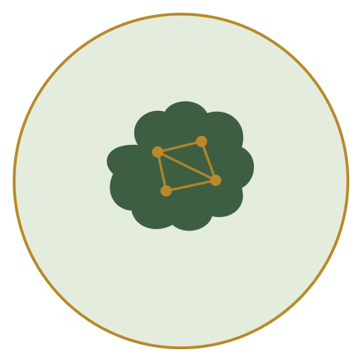 Green cloud icon containing an orange connected network graph in its center.