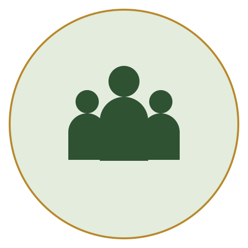 Group of three people icons representing a team or group